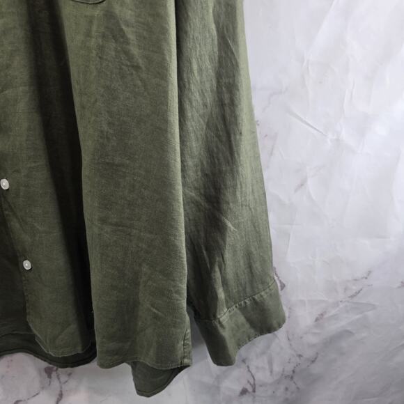 Everlane Shirt Mens 2XL XXL Green Linen Long Sleeve Button Down - Picture 5 of 14
